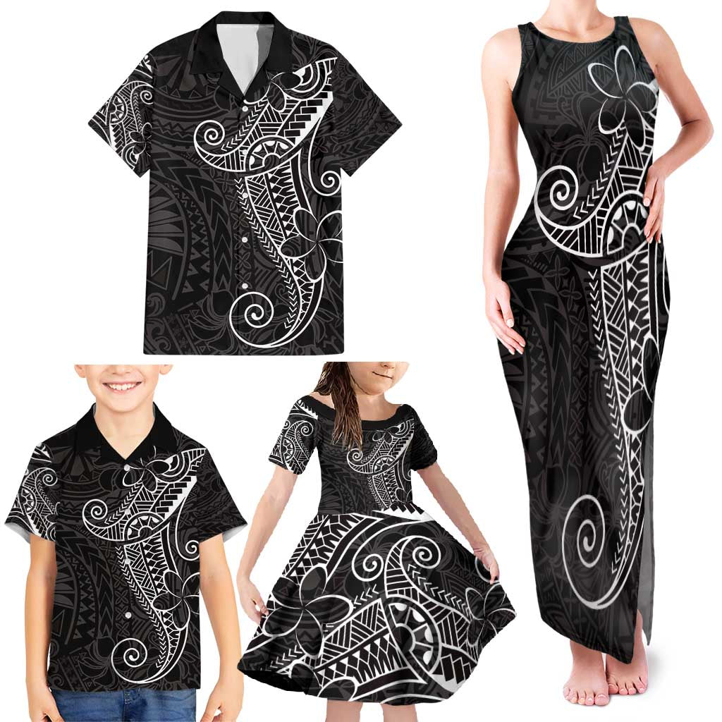Black White Polynesian Tribal Family Matching Tank Maxi Dress and Hawaiian Shirt LT9 - Polynesian Pride