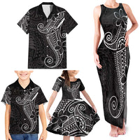 Black White Polynesian Tribal Family Matching Tank Maxi Dress and Hawaiian Shirt LT9 - Polynesian Pride
