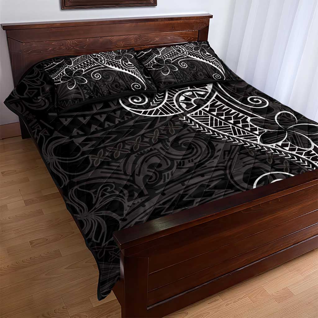 Black White Polynesian Tribal Quilt Bed Set - Polynesian Pride