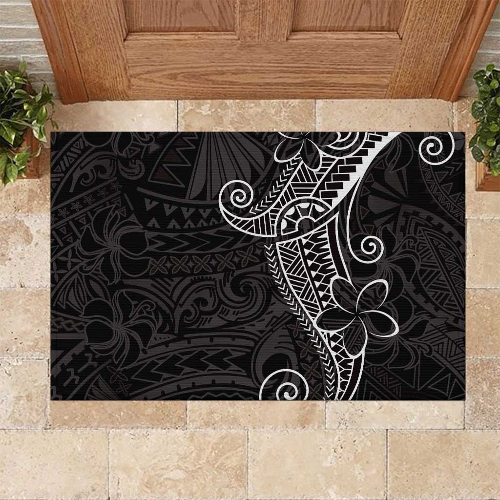 Black White Polynesian Tribal Rubber Doormat LT9 White - Polynesian Pride