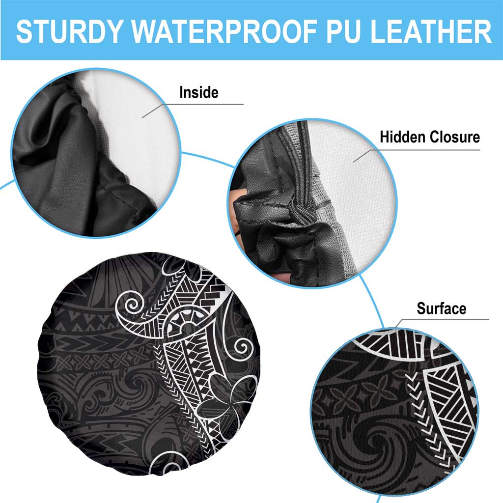 Black White Polynesian Tribal Spare Tire Cover - Polynesian Pride