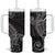 Black White Polynesian Tribal Tumbler With Handle - Polynesian Pride