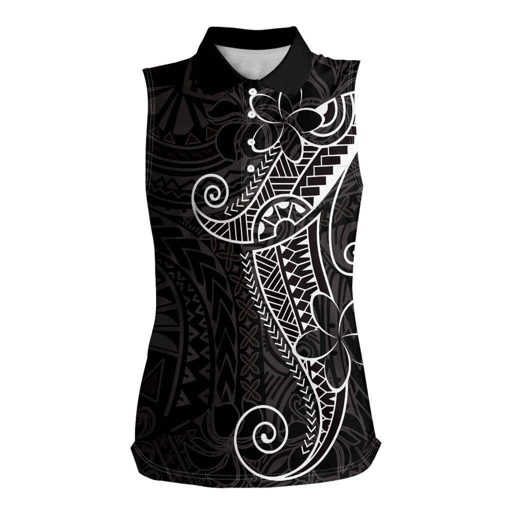 Black White Polynesian Tribal Women Sleeveless Polo Shirt LT9 Female White - Polynesian Pride