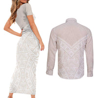 Lotu Tamaiti Tongan Polynesian Art Pattern Couples Matching Short Sleeve Bodycon Dress and Long Sleeve Button Shirt Traditional Tribal Motifs LT9 - Polynesian Pride