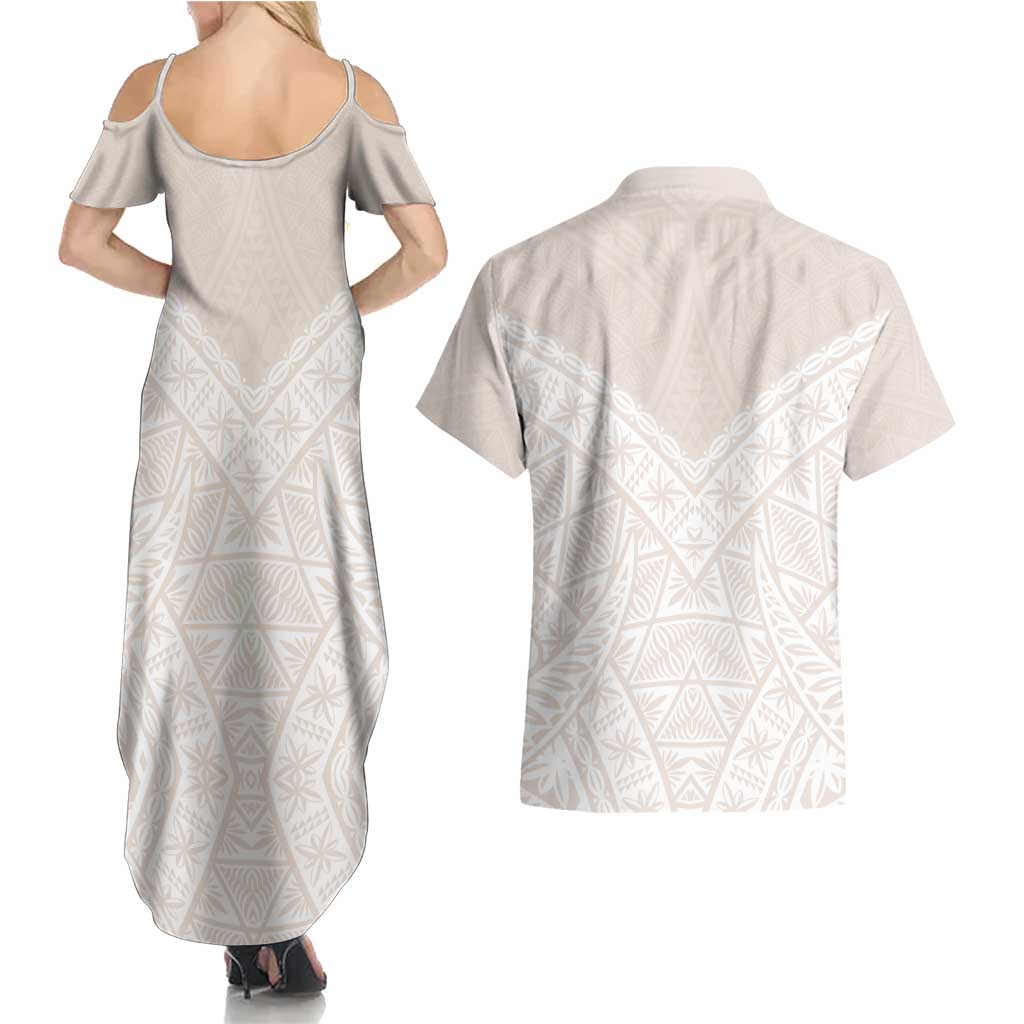 Lotu Tamaiti Tongan Polynesian Art Pattern Couples Matching Summer Maxi Dress and Hawaiian Shirt Traditional Tribal Motifs LT9 - Polynesian Pride