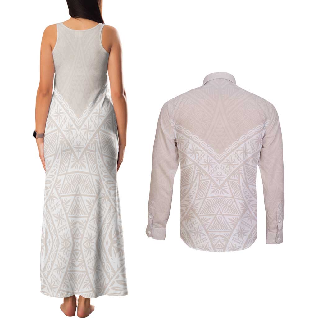 Lotu Tamaiti Tongan Polynesian Art Pattern Couples Matching Tank Maxi Dress and Long Sleeve Button Shirt Traditional Tribal Motifs LT9 - Polynesian Pride