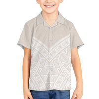 Lotu Tamaiti Tongan Polynesian Art Pattern Family Matching Long Sleeve Bodycon Dress and Hawaiian Shirt Traditional Tribal Motifs LT9 Son's Shirt White - Polynesian Pride