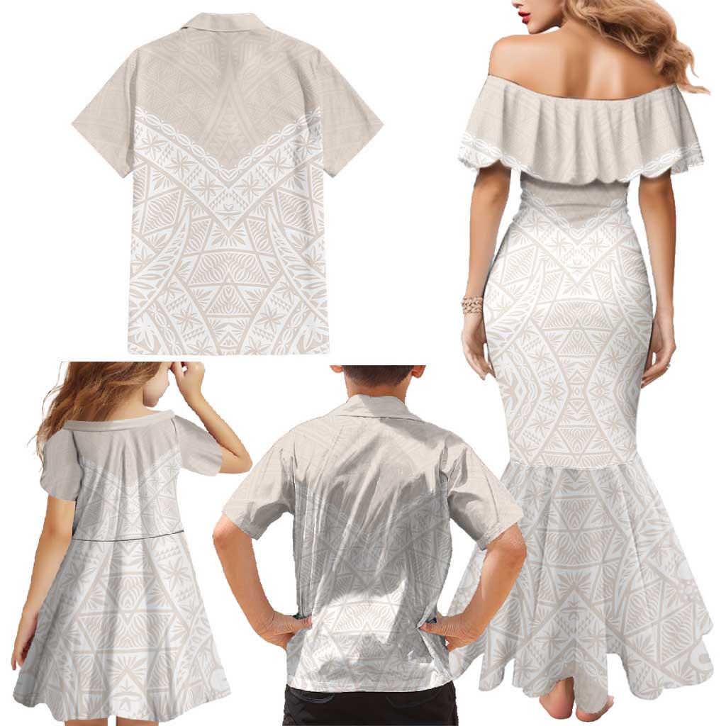 Lotu Tamaiti Tongan Polynesian Art Pattern Family Matching Mermaid Dress and Hawaiian Shirt Traditional Tribal Motifs LT9 - Polynesian Pride