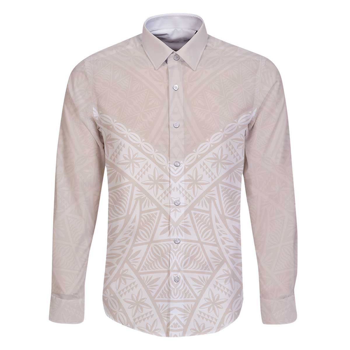 Lotu Tamaiti Tongan Polynesian Art Pattern Family Matching Off The Shoulder Long Sleeve Dress and Hawaiian Shirt Traditional Tribal Motifs LT9 Dad's Shirt - Long Sleeve White - Polynesian Pride