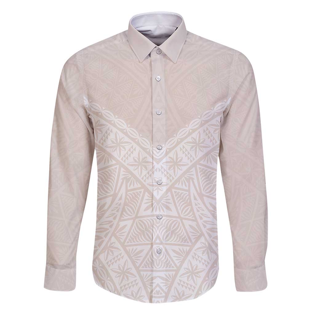 Lotu Tamaiti Tongan Polynesian Art Pattern Family Matching Puletasi and Hawaiian Shirt Traditional Tribal Motifs LT9 Dad's Shirt - Long Sleeve White - Polynesian Pride