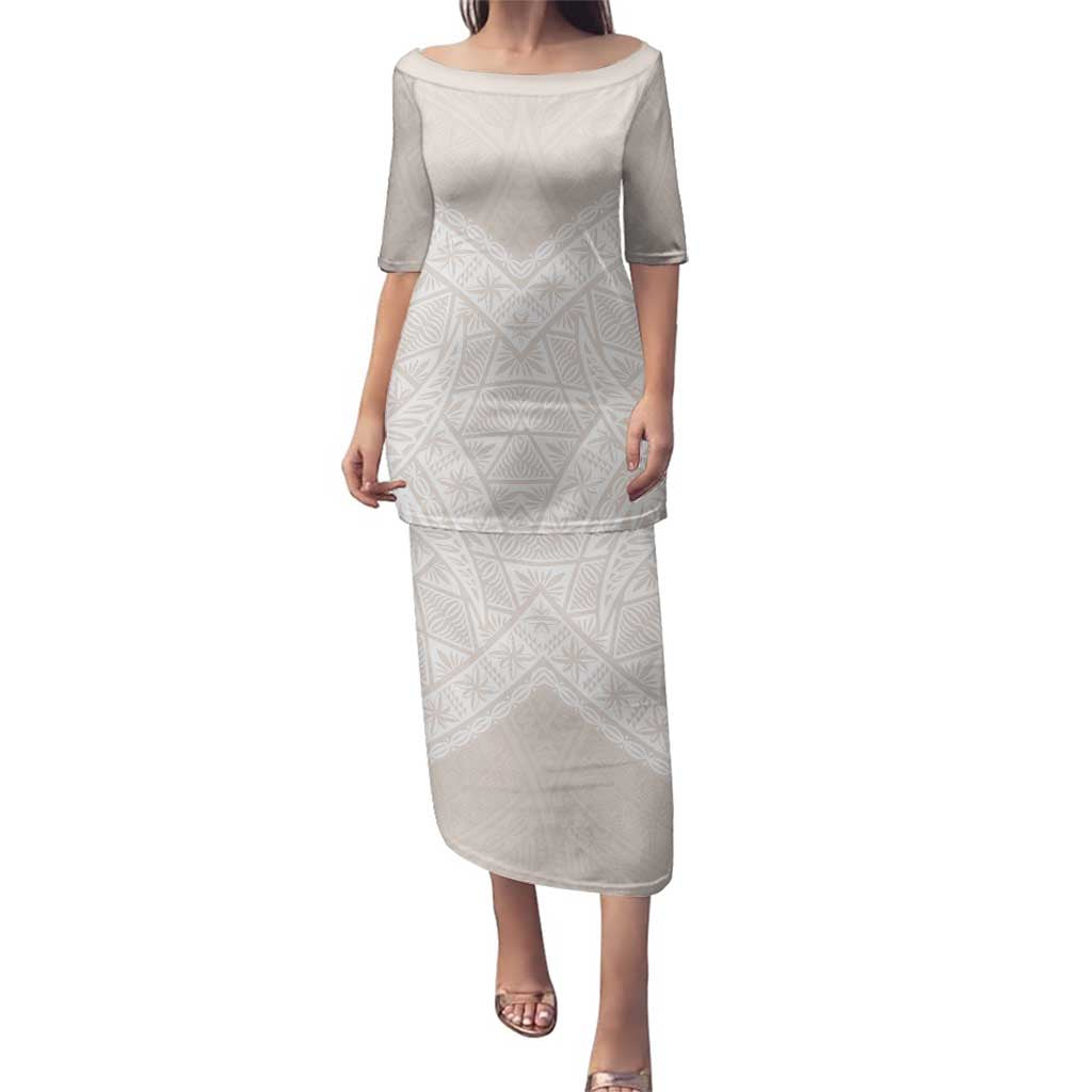Lotu Tamaiti Tongan Polynesian Art Pattern Family Matching Puletasi and Hawaiian Shirt Traditional Tribal Motifs LT9 Mom's Dress White - Polynesian Pride