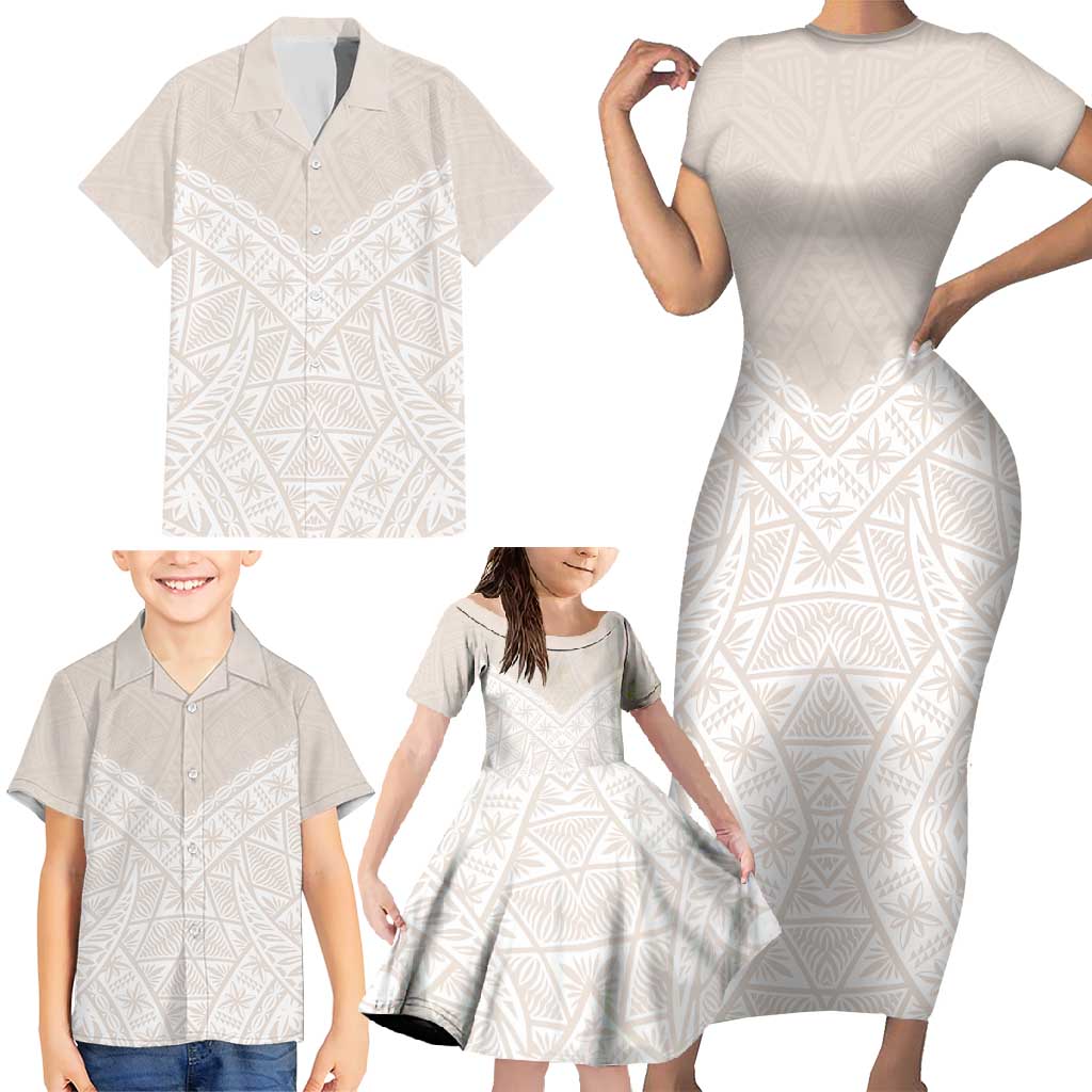 Lotu Tamaiti Tongan Polynesian Art Pattern Family Matching Short Sleeve Bodycon Dress and Hawaiian Shirt Traditional Tribal Motifs LT9 - Polynesian Pride