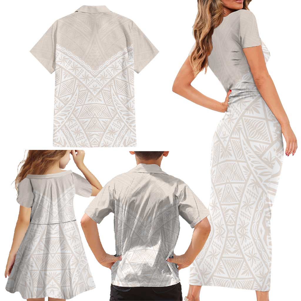 Lotu Tamaiti Tongan Polynesian Art Pattern Family Matching Short Sleeve Bodycon Dress and Hawaiian Shirt Traditional Tribal Motifs LT9 - Polynesian Pride