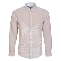 Lotu Tamaiti Tongan Polynesian Art Pattern Family Matching Summer Maxi Dress and Hawaiian Shirt Traditional Tribal Motifs LT9 Dad's Shirt - Long Sleeve White - Polynesian Pride