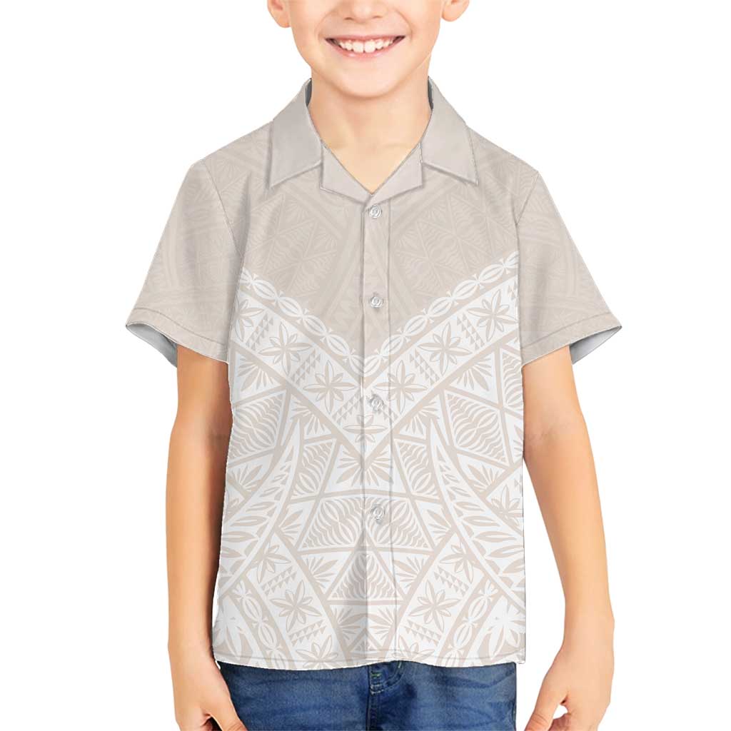 Lotu Tamaiti Tongan Polynesian Art Pattern Family Matching Summer Maxi Dress and Hawaiian Shirt Traditional Tribal Motifs LT9 Son's Shirt White - Polynesian Pride