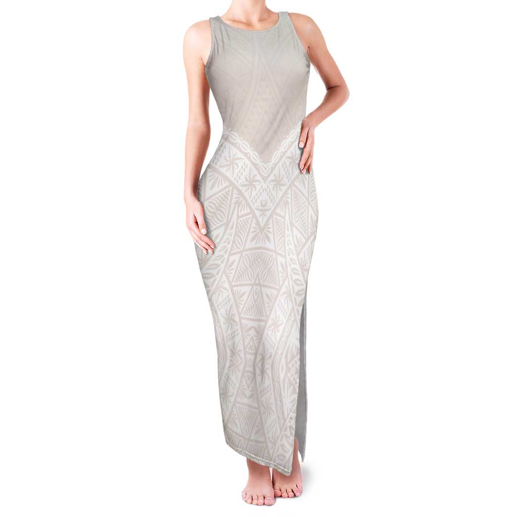 Lotu Tamaiti Tongan Polynesian Art Pattern Family Matching Tank Maxi Dress and Hawaiian Shirt Traditional Tribal Motifs LT9 Mom's Dress White - Polynesian Pride