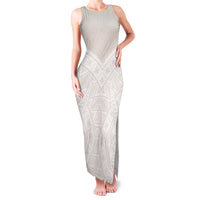 Lotu Tamaiti Tongan Polynesian Art Pattern Family Matching Tank Maxi Dress and Hawaiian Shirt Traditional Tribal Motifs LT9 Mom's Dress White - Polynesian Pride