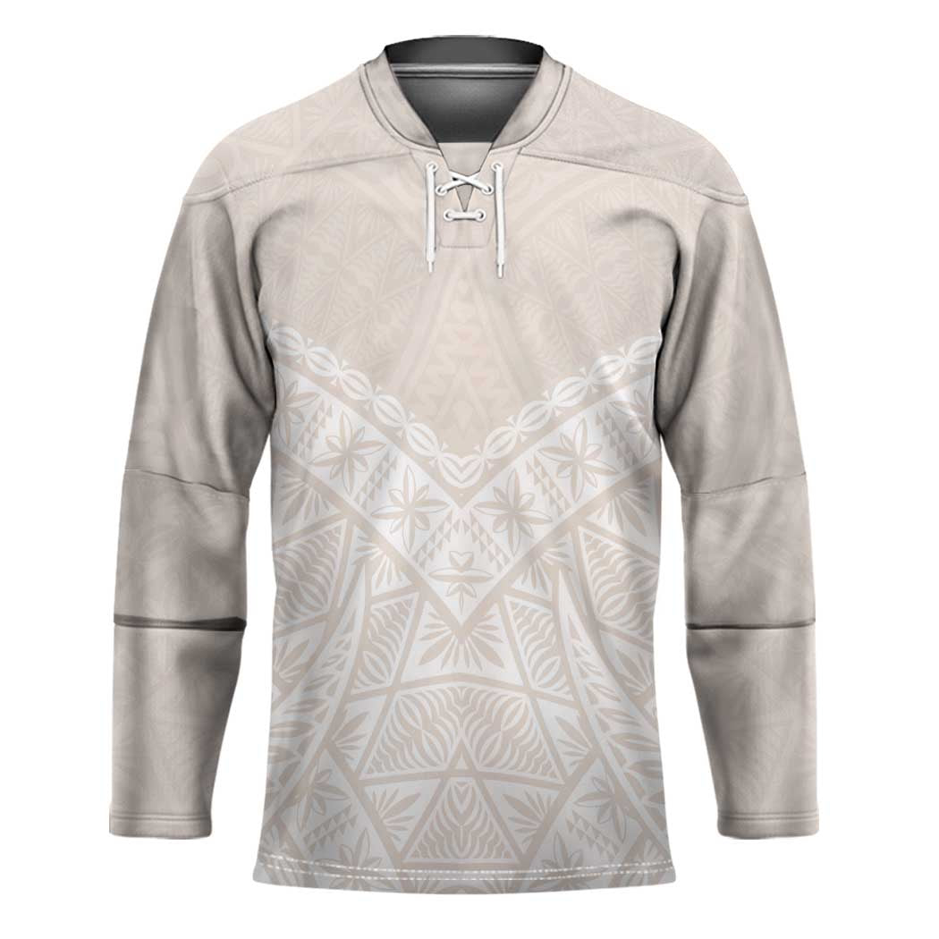 Lotu Tamaiti Tongan Polynesian Art Pattern Hockey Jersey Traditional Tribal Motifs LT9 Unisex White - Polynesian Pride