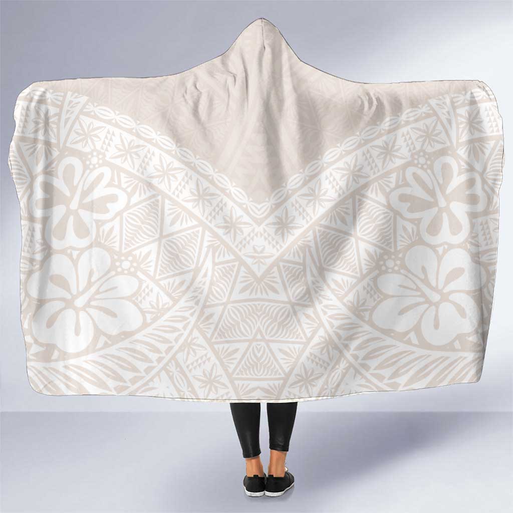 Lotu Tamaiti Tongan Polynesian Art Pattern Hooded Blanket Traditional Tribal Motifs LT9 One Size White - Polynesian Pride