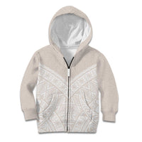 Lotu Tamaiti Tongan Polynesian Art Pattern Kid Hoodie Traditional Tribal Motifs LT9 Zip Hoodie White - Polynesian Pride