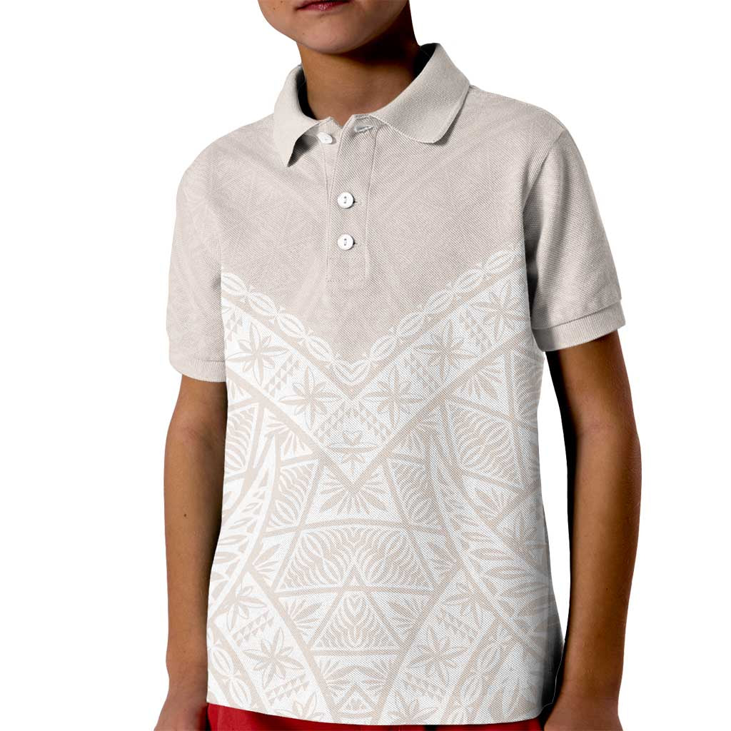 Lotu Tamaiti Tongan Polynesian Art Pattern Kid Polo Shirt Traditional Tribal Motifs LT9 Kid White - Polynesian Pride