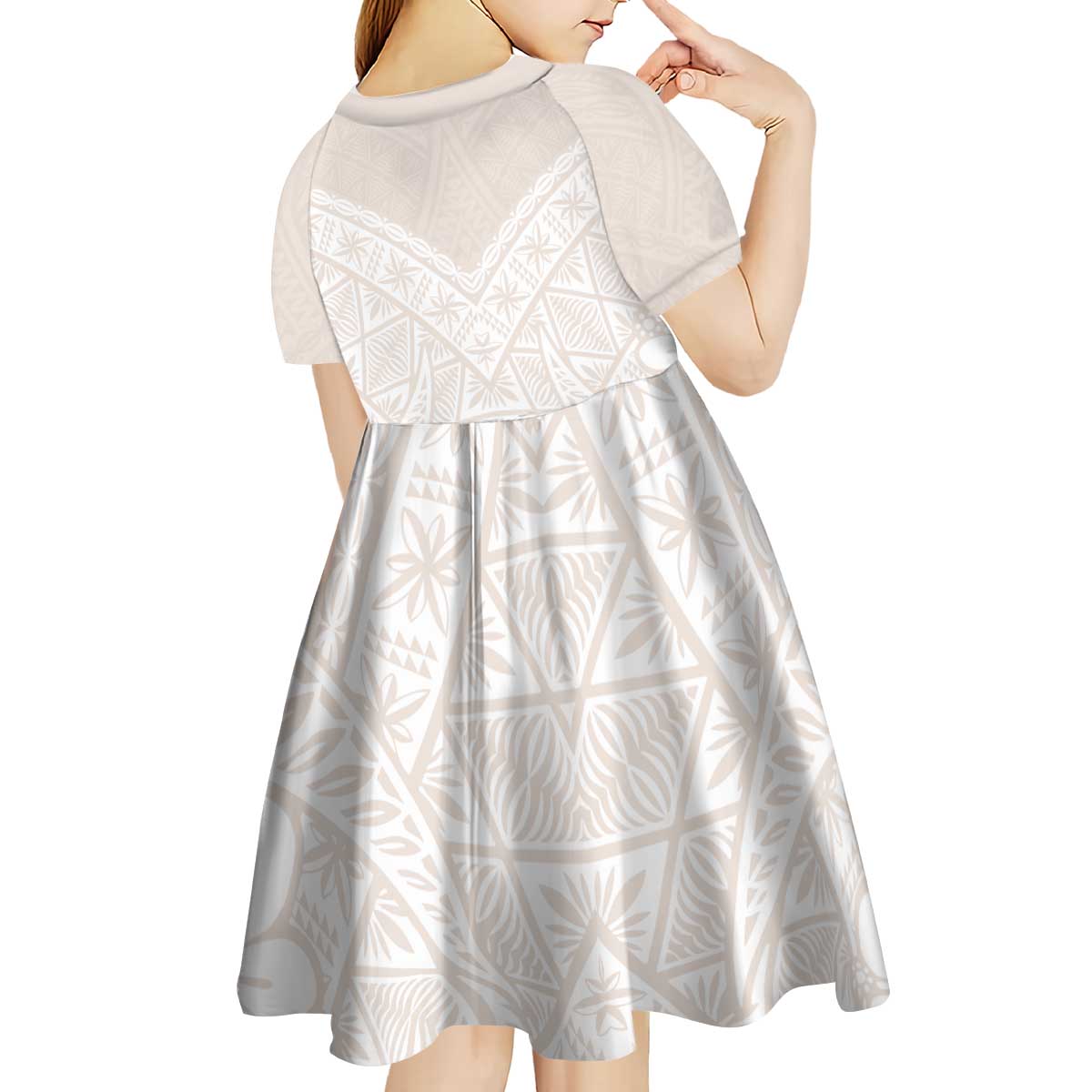 Lotu Tamaiti Tongan Polynesian Art Pattern Kid Short Sleeve Dress Traditional Tribal Motifs LT9 - Polynesian Pride