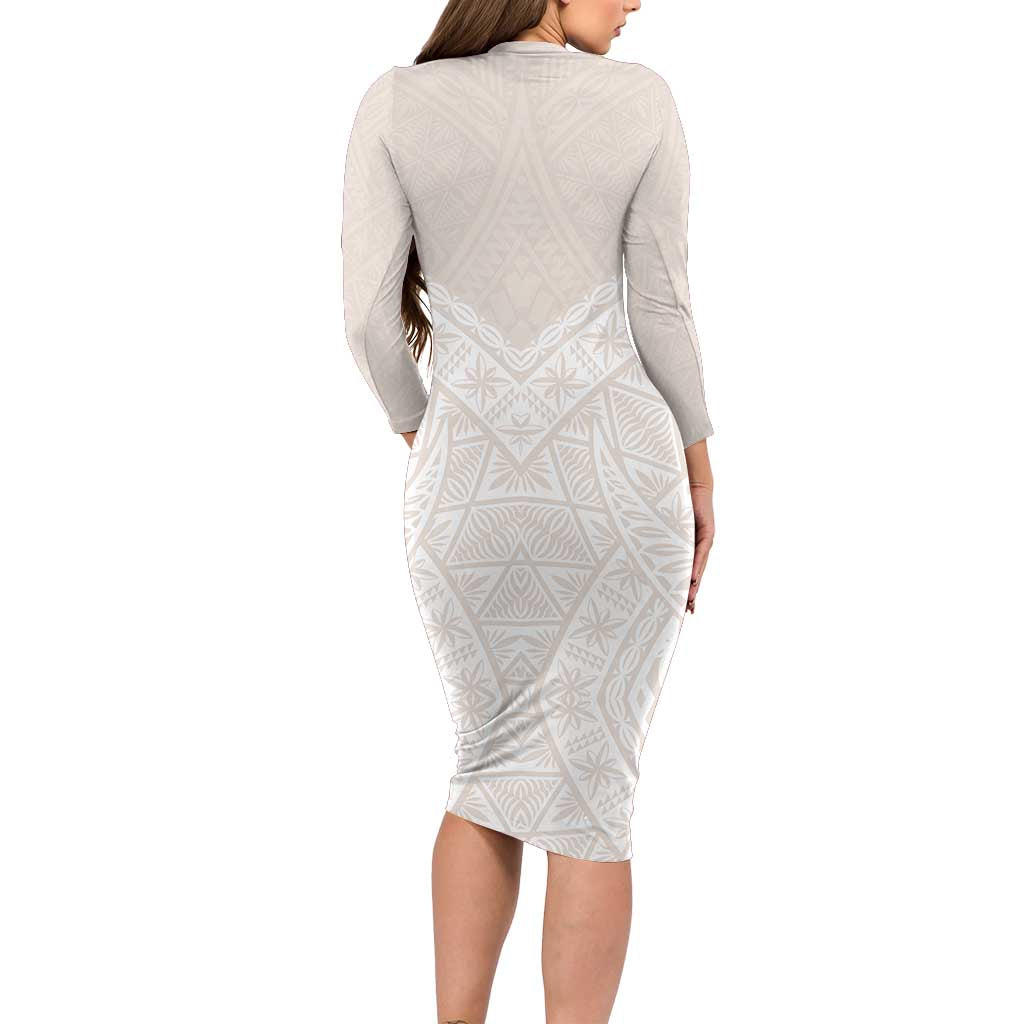 Lotu Tamaiti Tongan Polynesian Art Pattern Long Sleeve Bodycon Dress Traditional Tribal Motifs LT9 - Polynesian Pride