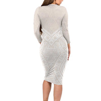 Lotu Tamaiti Tongan Polynesian Art Pattern Long Sleeve Bodycon Dress Traditional Tribal Motifs LT9 - Polynesian Pride