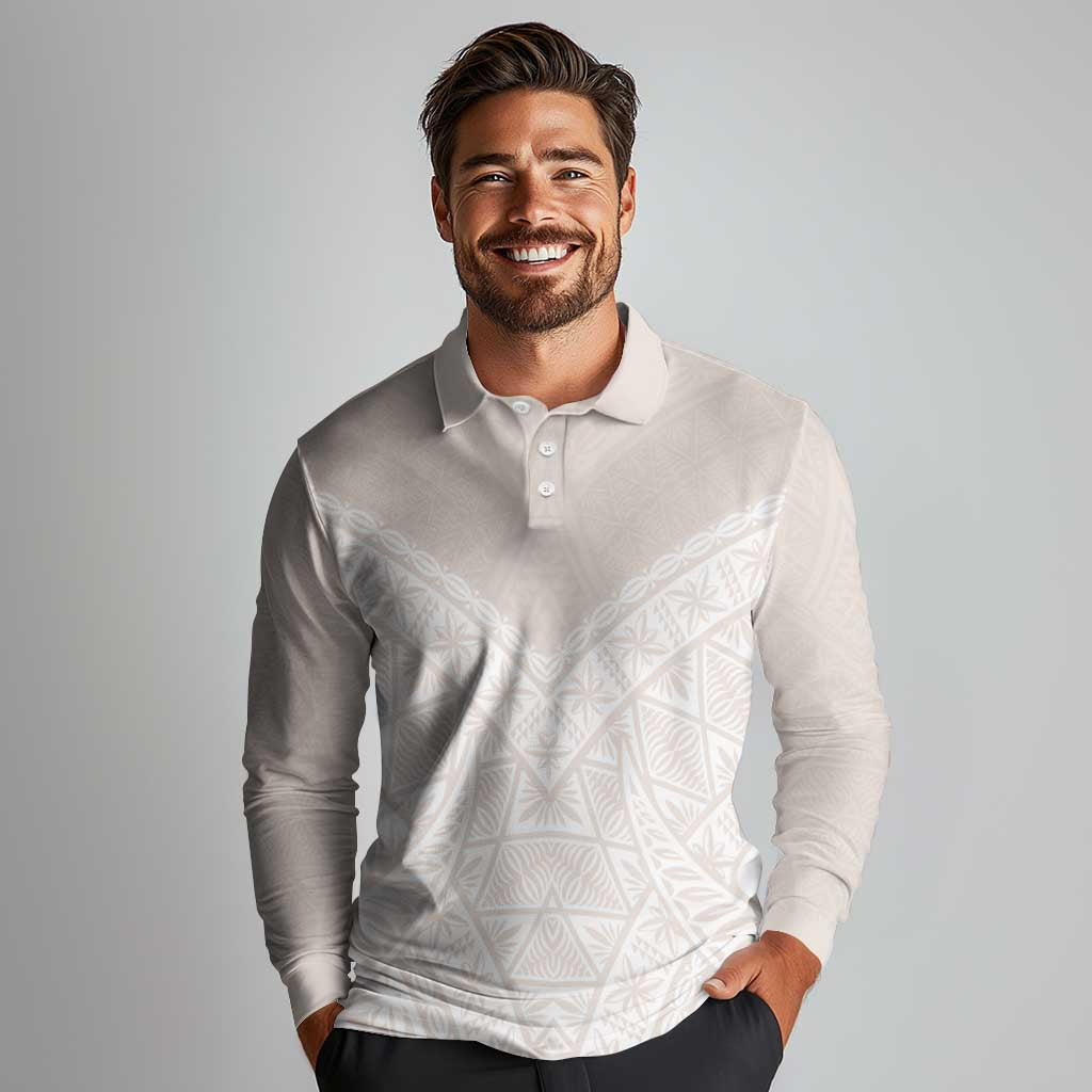 Lotu Tamaiti Tongan Polynesian Art Pattern Long Sleeve Polo Shirt Traditional Tribal Motifs LT9 - Polynesian Pride