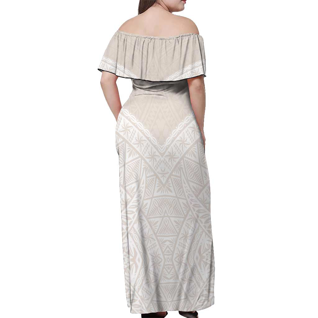 Lotu Tamaiti Tongan Polynesian Art Pattern Off Shoulder Maxi Dress Traditional Tribal Motifs LT9 - Polynesian Pride
