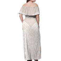 Lotu Tamaiti Tongan Polynesian Art Pattern Off Shoulder Maxi Dress Traditional Tribal Motifs LT9 - Polynesian Pride