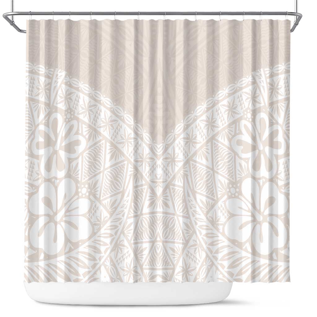 Lotu Tamaiti Tongan Polynesian Art Pattern Shower Curtain Traditional Tribal Motifs LT9 White - Polynesian Pride