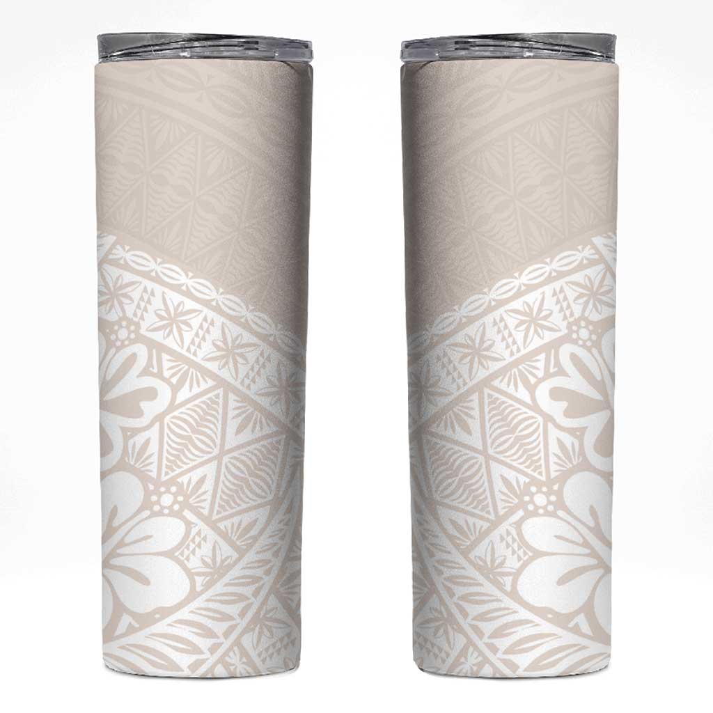Lotu Tamaiti Tongan Polynesian Art Pattern Skinny Tumbler Traditional Tribal Motifs LT9 White - Polynesian Pride