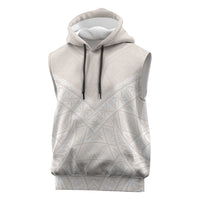 Lotu Tamaiti Tongan Polynesian Art Pattern Sleeveless Hoodie Traditional Tribal Motifs LT9 White - Polynesian Pride
