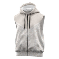 Lotu Tamaiti Tongan Polynesian Art Pattern Sleeveless Zip Hoodie Traditional Tribal Motifs LT9 White - Polynesian Pride