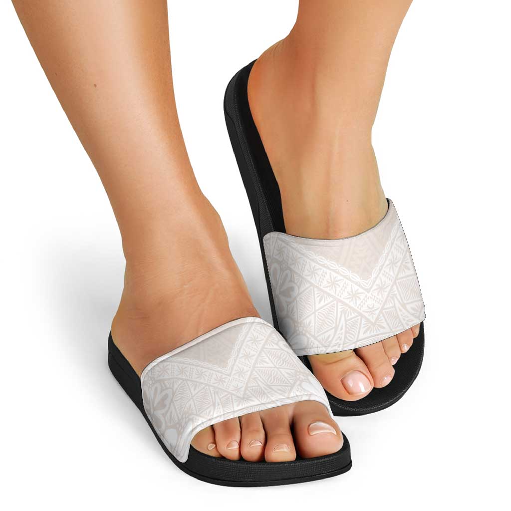 Lotu Tamaiti Tongan Polynesian Art Pattern Slide Sandals Traditional Tribal Motifs - Polynesian Pride