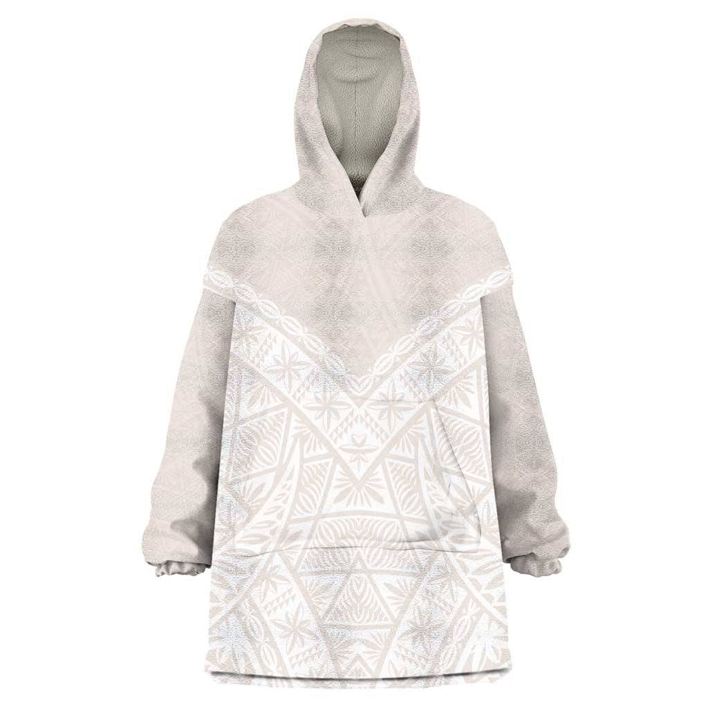 Lotu Tamaiti Tongan Polynesian Art Pattern Wearable Blanket Hoodie Traditional Tribal Motifs LT9 One Size White - Polynesian Pride