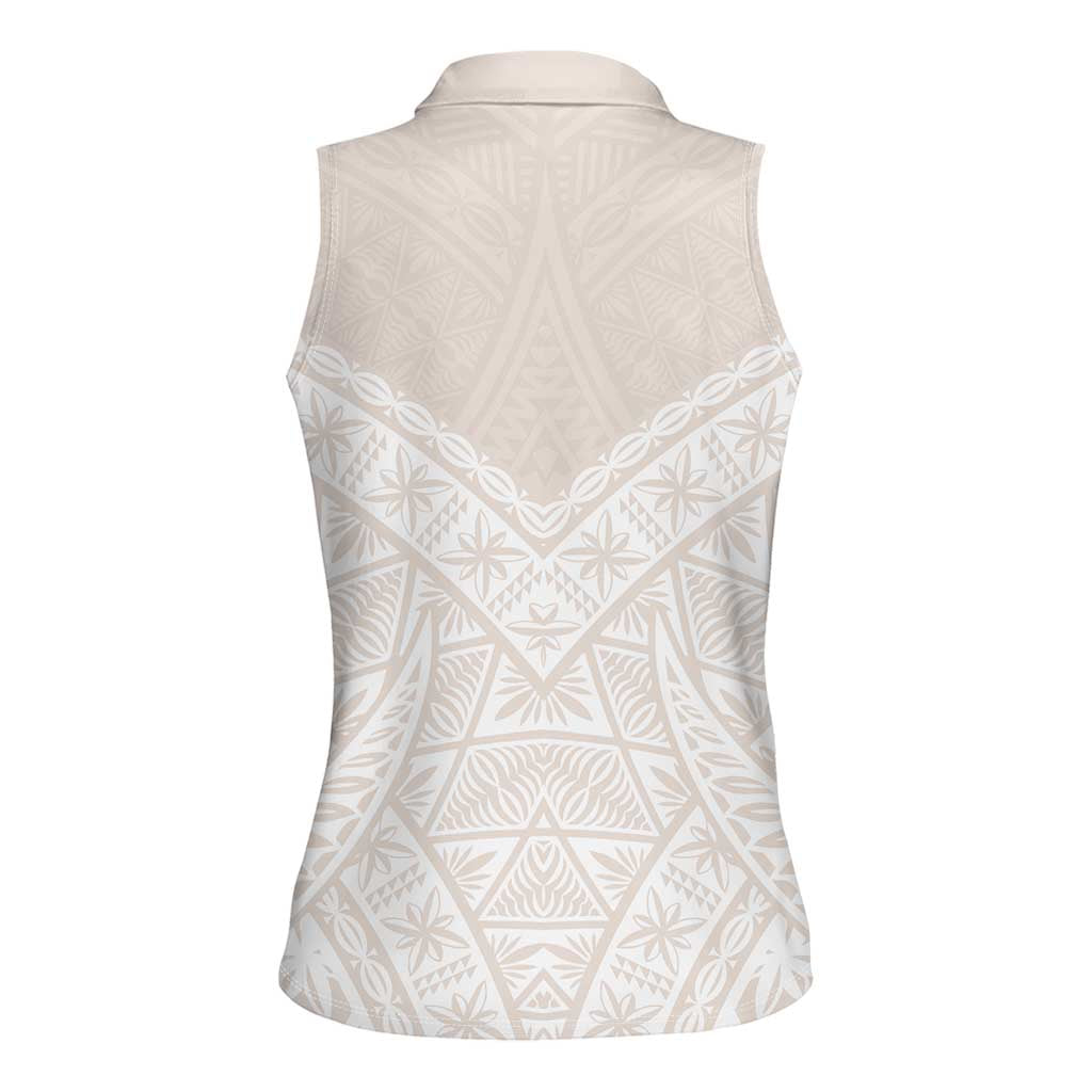 Lotu Tamaiti Tongan Polynesian Art Pattern Women Sleeveless Polo Shirt Traditional Tribal Motifs LT9 - Polynesian Pride