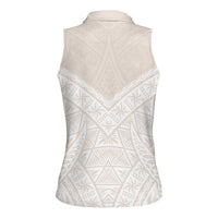 Lotu Tamaiti Tongan Polynesian Art Pattern Women Sleeveless Polo Shirt Traditional Tribal Motifs LT9 - Polynesian Pride