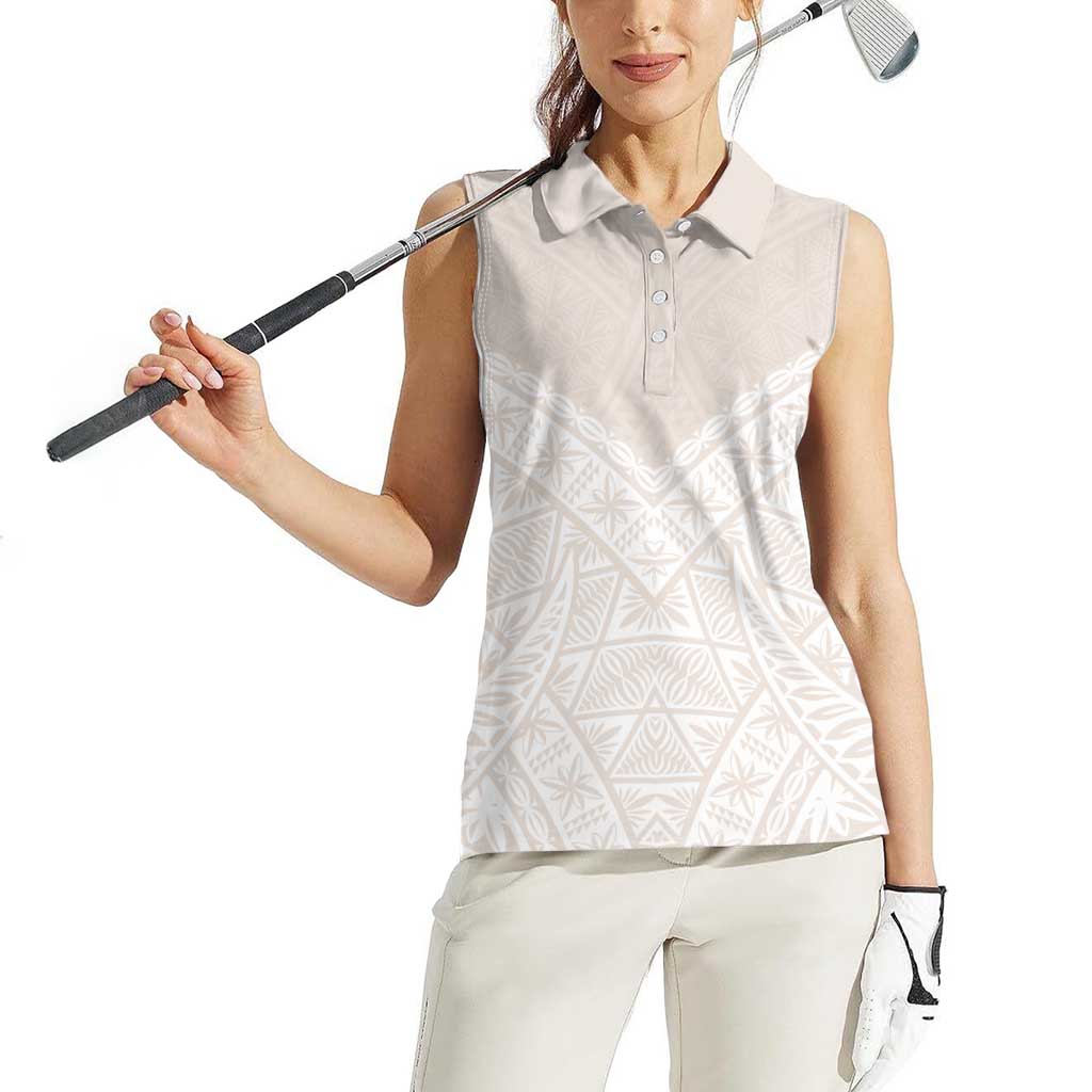 Lotu Tamaiti Tongan Polynesian Art Pattern Women Sleeveless Polo Shirt Traditional Tribal Motifs LT9 - Polynesian Pride
