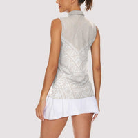 Lotu Tamaiti Tongan Polynesian Art Pattern Women Sleeveless Polo Shirt Traditional Tribal Motifs LT9 - Polynesian Pride