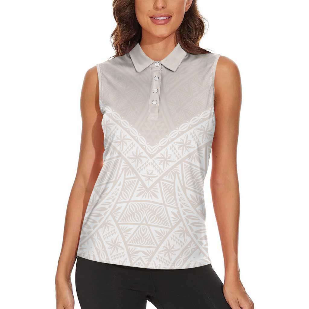Lotu Tamaiti Tongan Polynesian Art Pattern Women Sleeveless Polo Shirt Traditional Tribal Motifs LT9 - Polynesian Pride