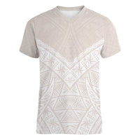 Lotu Tamaiti Tongan Polynesian Art Pattern Women V-Neck T-Shirt Traditional Tribal Motifs LT9 Female White - Polynesian Pride