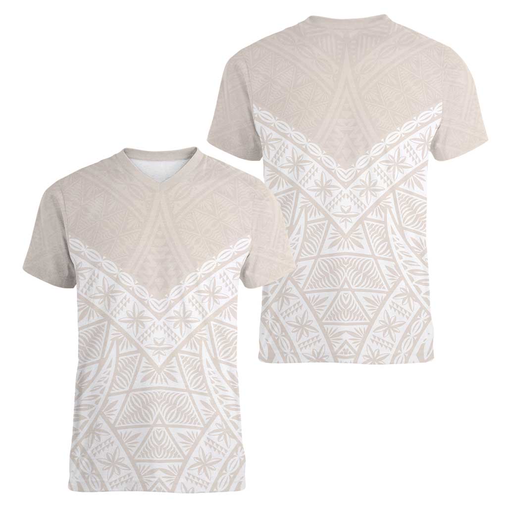 Lotu Tamaiti Tongan Polynesian Art Pattern Women V-Neck T-Shirt Traditional Tribal Motifs LT9 - Polynesian Pride