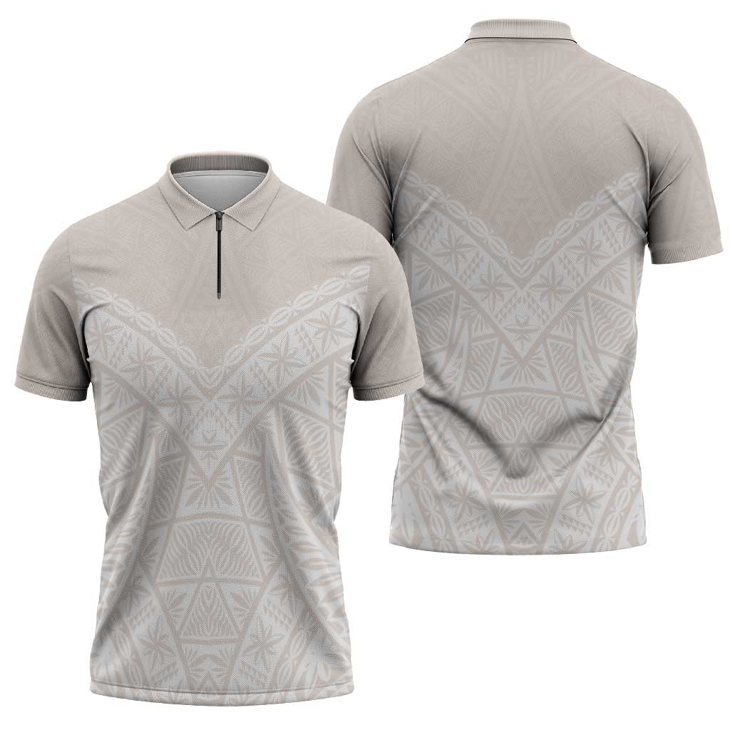 Lotu Tamaiti Tongan Polynesian Art Pattern Zipper Polo Shirt Traditional Tribal Motifs LT9 - Polynesian Pride