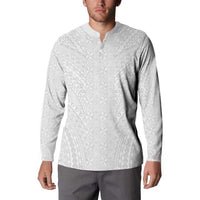 Lotu Tamaiti White Tongan Ngatu Button Sweatshirt Polynesian Tribal Fonulei Pattern - Polynesian Pride