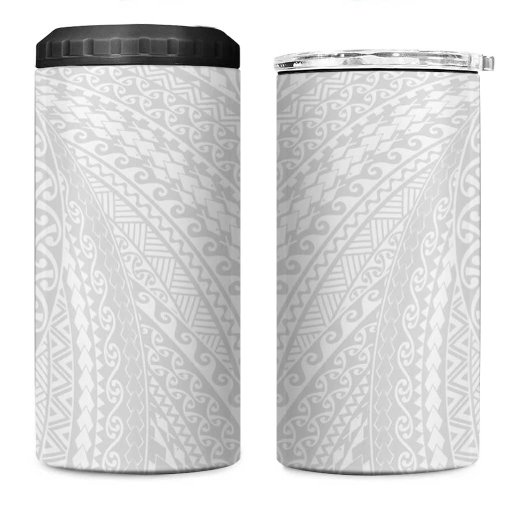 Lotu Tamaiti White Tongan Ngatu 4 in 1 Can Cooler Tumbler Polynesian Tribal Fonulei Pattern LT9 One Size: 16 oz White - Polynesian Pride
