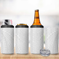 Lotu Tamaiti White Tongan Ngatu 4 in 1 Can Cooler Tumbler Polynesian Tribal Fonulei Pattern LT9 - Polynesian Pride
