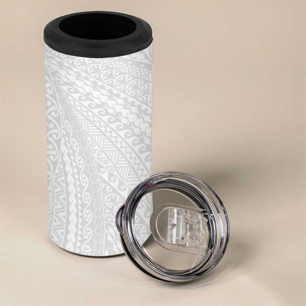 Lotu Tamaiti White Tongan Ngatu 4 in 1 Can Cooler Tumbler Polynesian Tribal Fonulei Pattern LT9 - Polynesian Pride