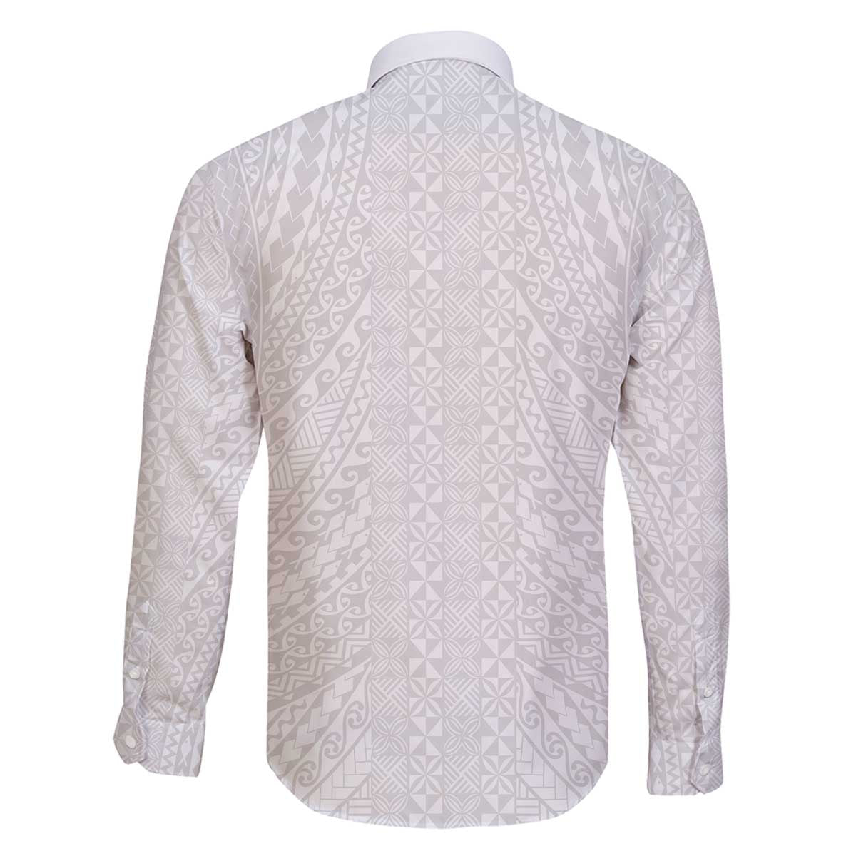 Lotu Tamaiti White Tongan Ngatu Family Matching Off The Shoulder Long Sleeve Dress and Hawaiian Shirt Polynesian Tribal Fonulei Pattern LT9 - Polynesian Pride